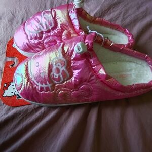 Hello Kitty Girls' Pink Faux-Fur Lined Slip-On Slippers